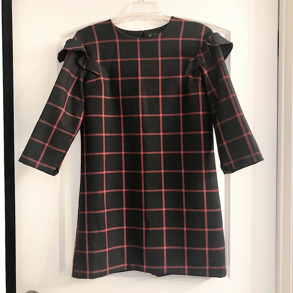 Zara Trafaluc collection window pane ruffle dress